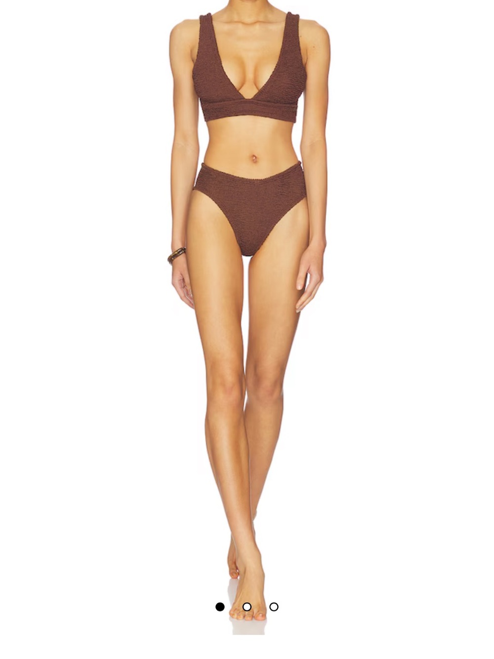 Hunza G Brown Textured High-Waist Bikini